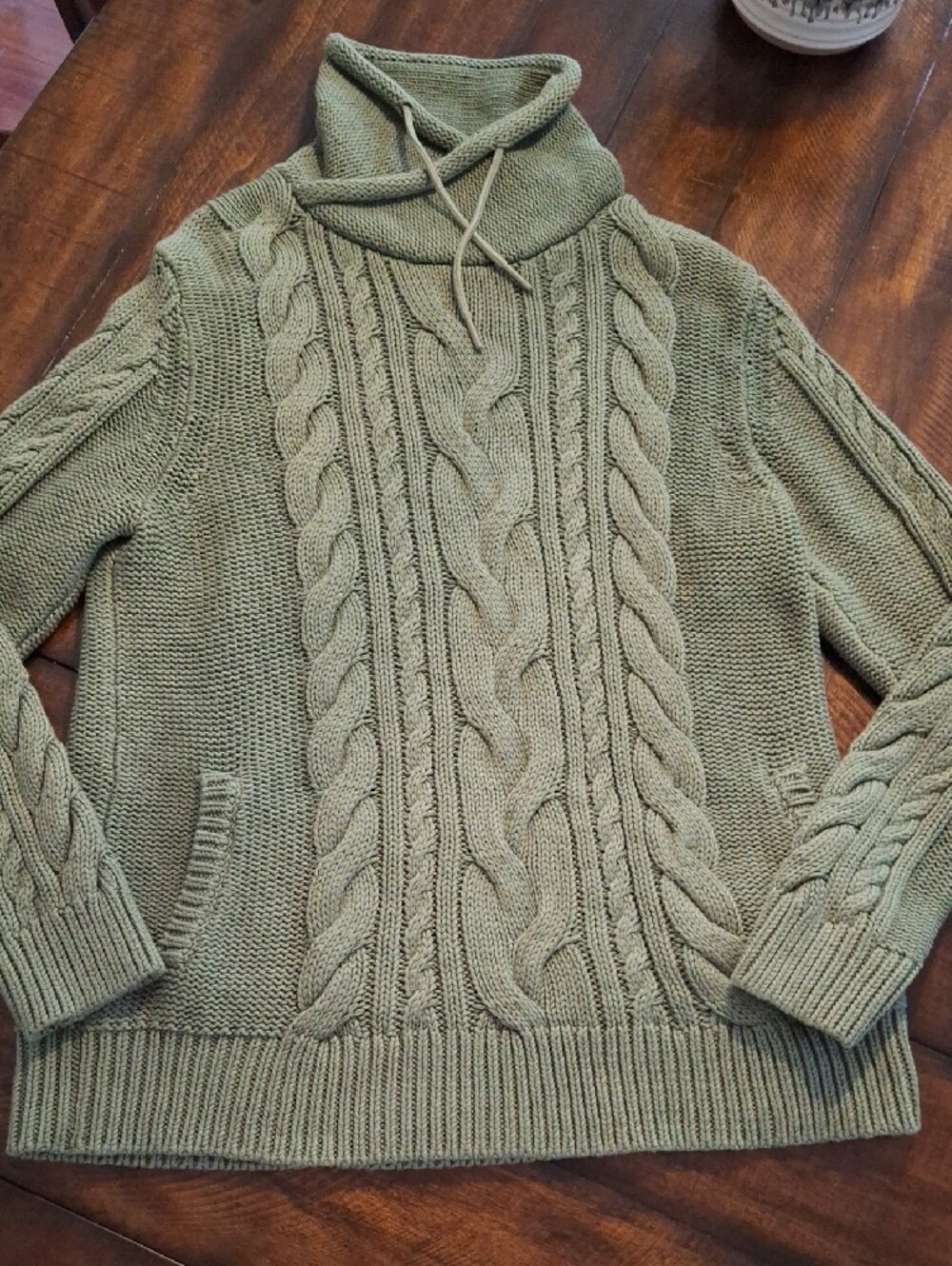 LL Bean Cable-Knit Turtleneck Sweater - Bay Leaf - Picture 2 of 16
